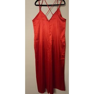 NWT Toxiko Satin Strappy Red Wide Leg Jumpsuit Women Size XL Event Party Wear